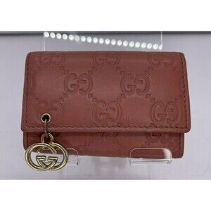 GUCCI Ssima Interlocking G GG Logo Leather 6 Rings Key Case